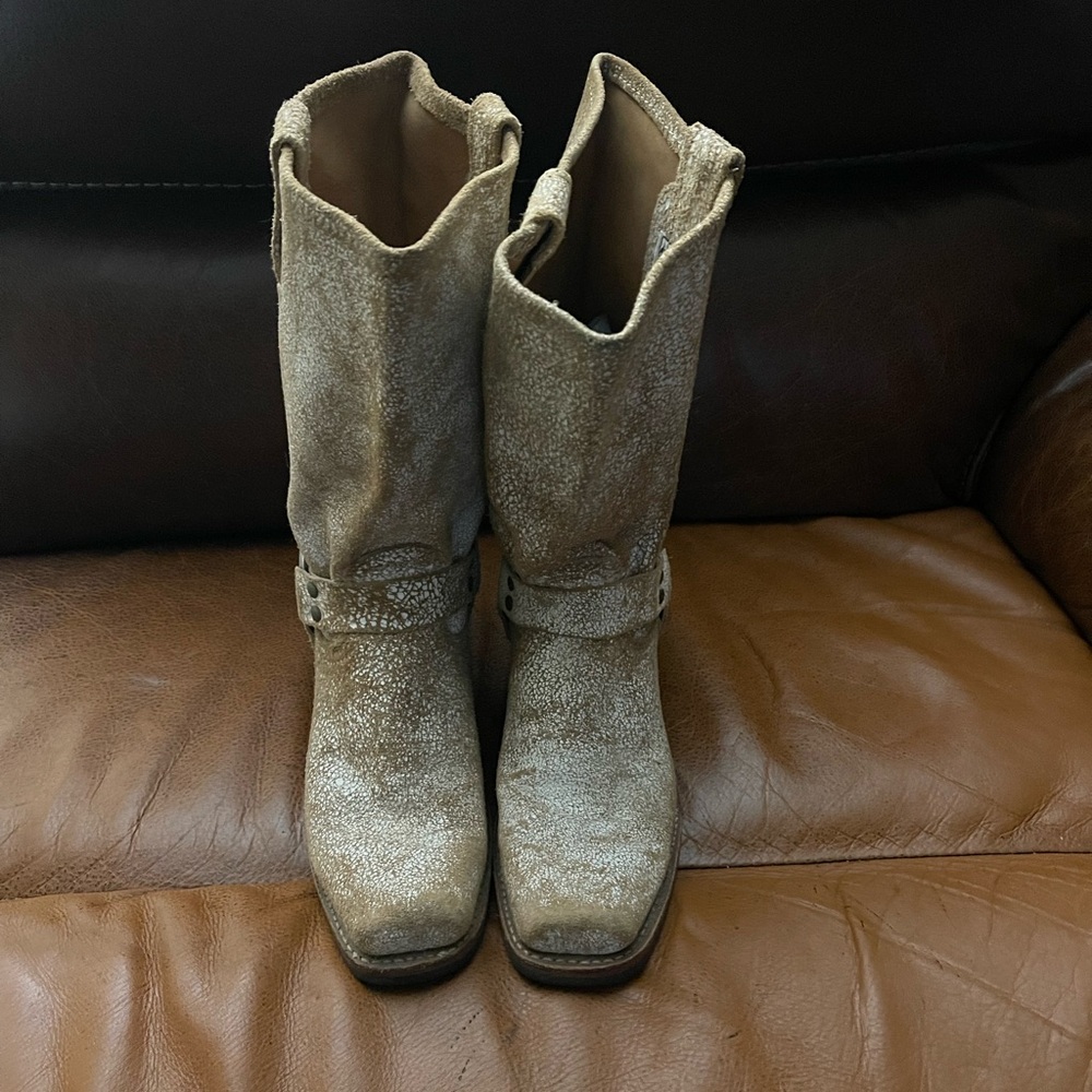 Frye Distressed Crackled Leather Harness Boots Size  9.5